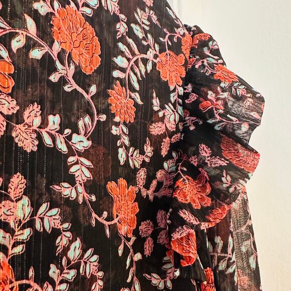 MISA Los Angeles NWT Red & Black Floral Ruffle Blouse Top – Medium - Picture 13 of 16